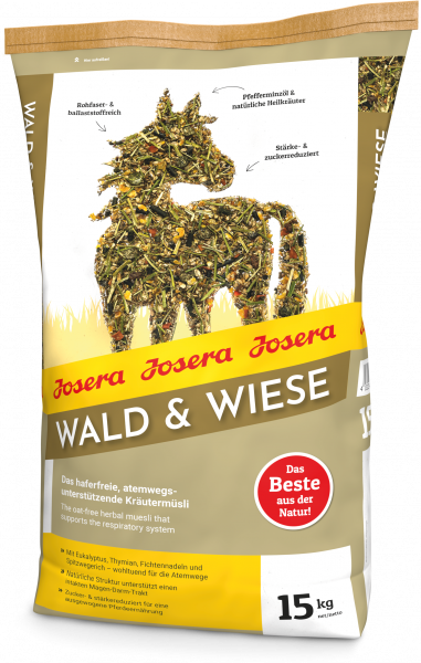 Josera Pferd Wald & Wiese 15kg - Rohfaser- & ballaststoffreiches Kräutermüsli